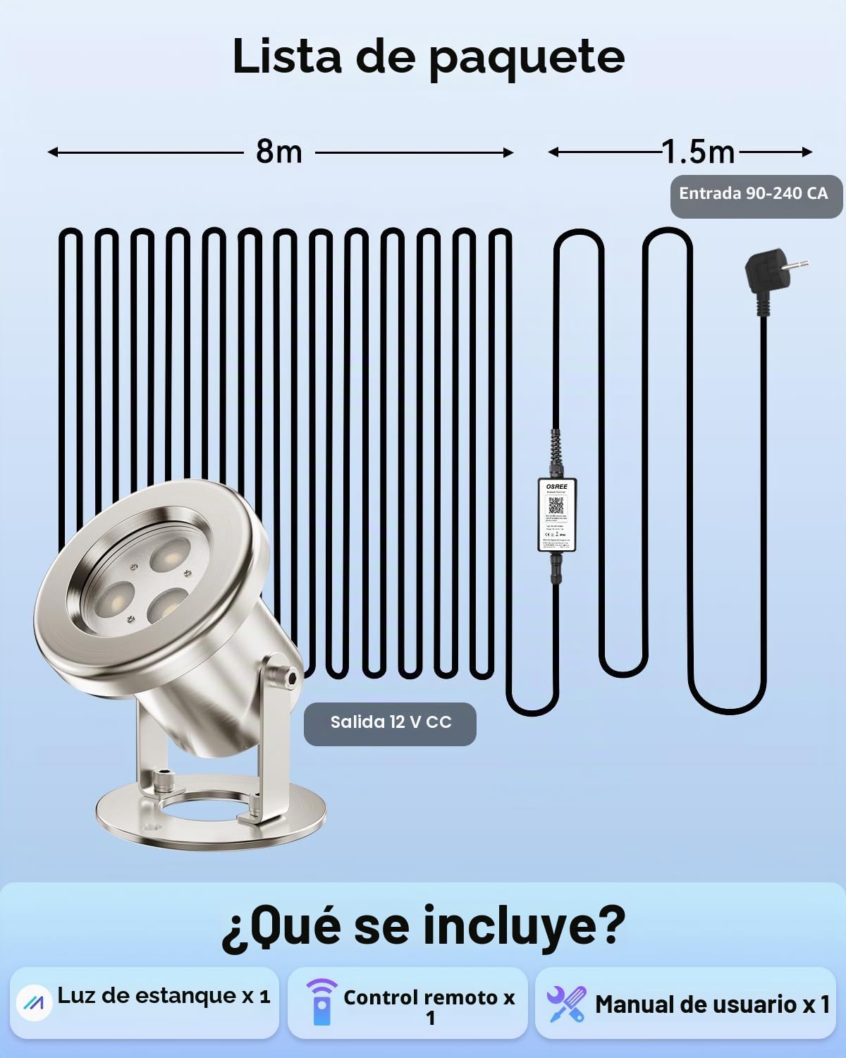 Luces Estanque Acero Inoxidable SS316, 6W Luz Estanque Sumergible con Cable 9,5M y Transformador 12V, RGB Foco Sumergible Estanque para Estanque de Jardín, Arroyo, Estanques de Koi, Cascada