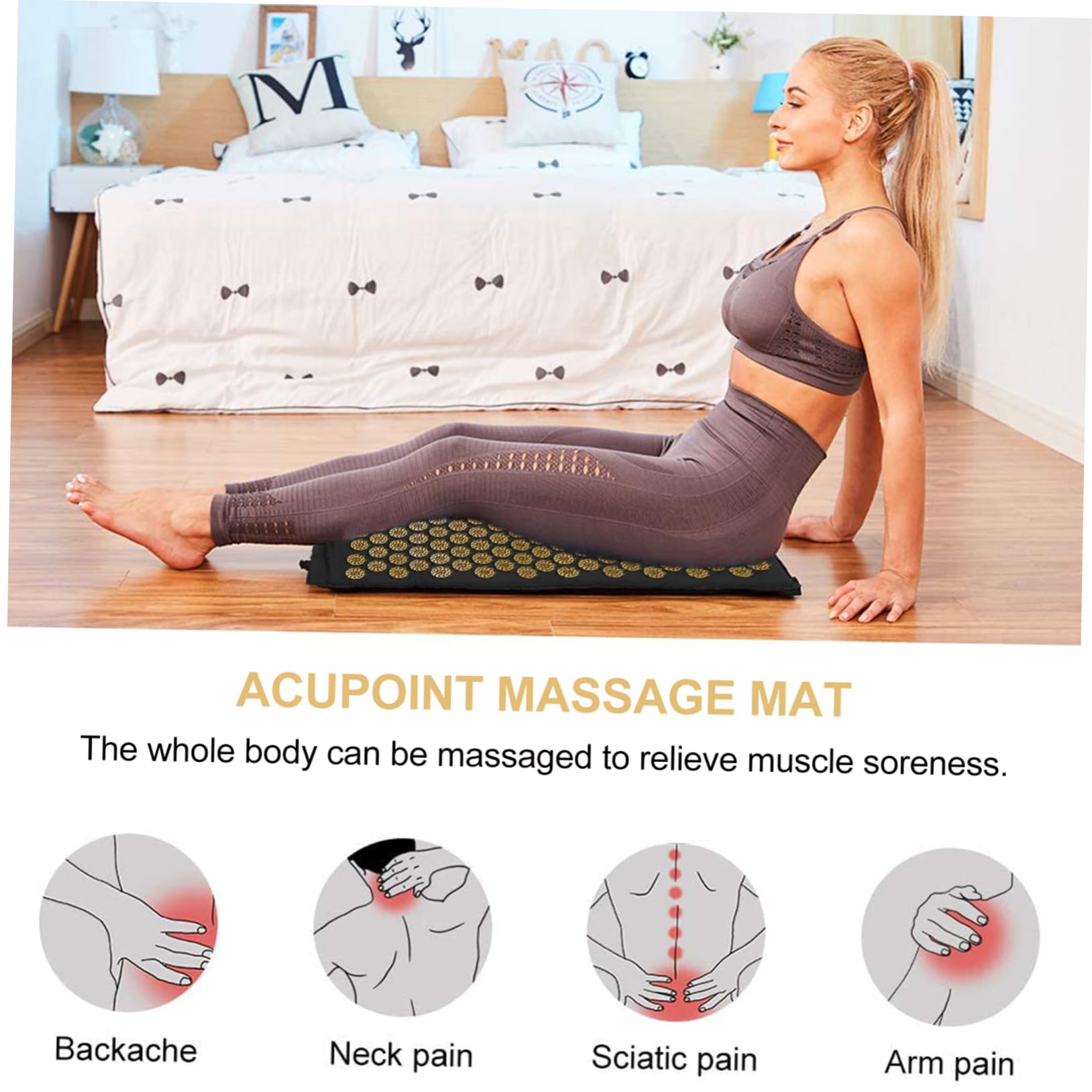 Esterilla de Acupresion y Almohada de Masaje Práctica, Juego de 2 Piezas con Bolsa, Lavable, para Relajación Corporal y Acupuntura