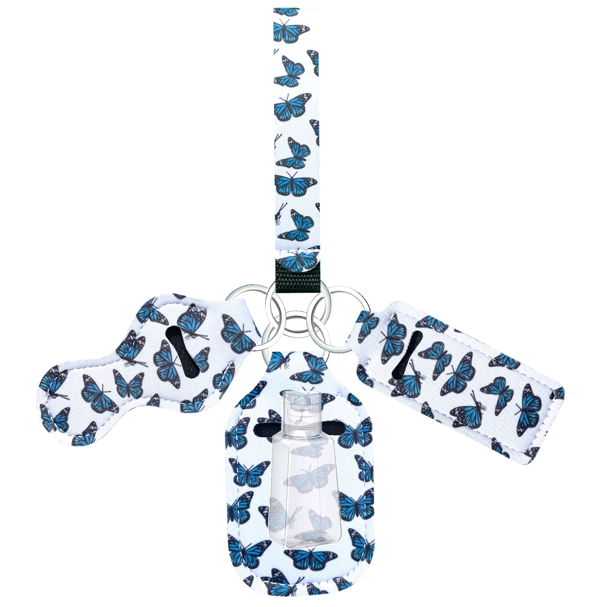 PUEZOKLY Watercolor Butterfly Lip Balm Holder – Neoprene Lipstick Sleeve with Keychain & Clip for Travel & Daily Use