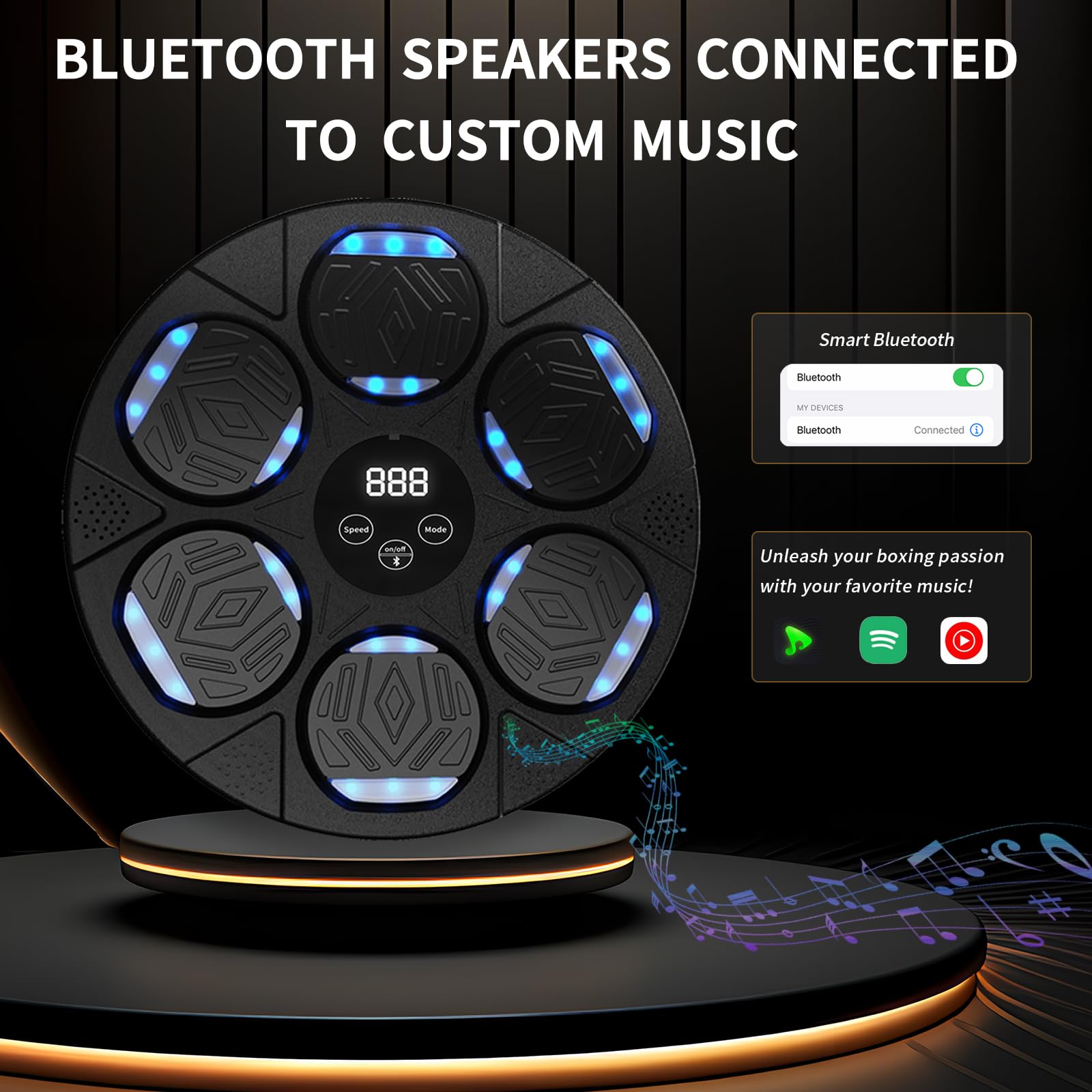 Wall-Mounted Smart Music Boxing Machine with Bluetooth, Punching Pads & Gloves, Space-Saving Boxing Machine for Adults - Interactive Boxing Equipment