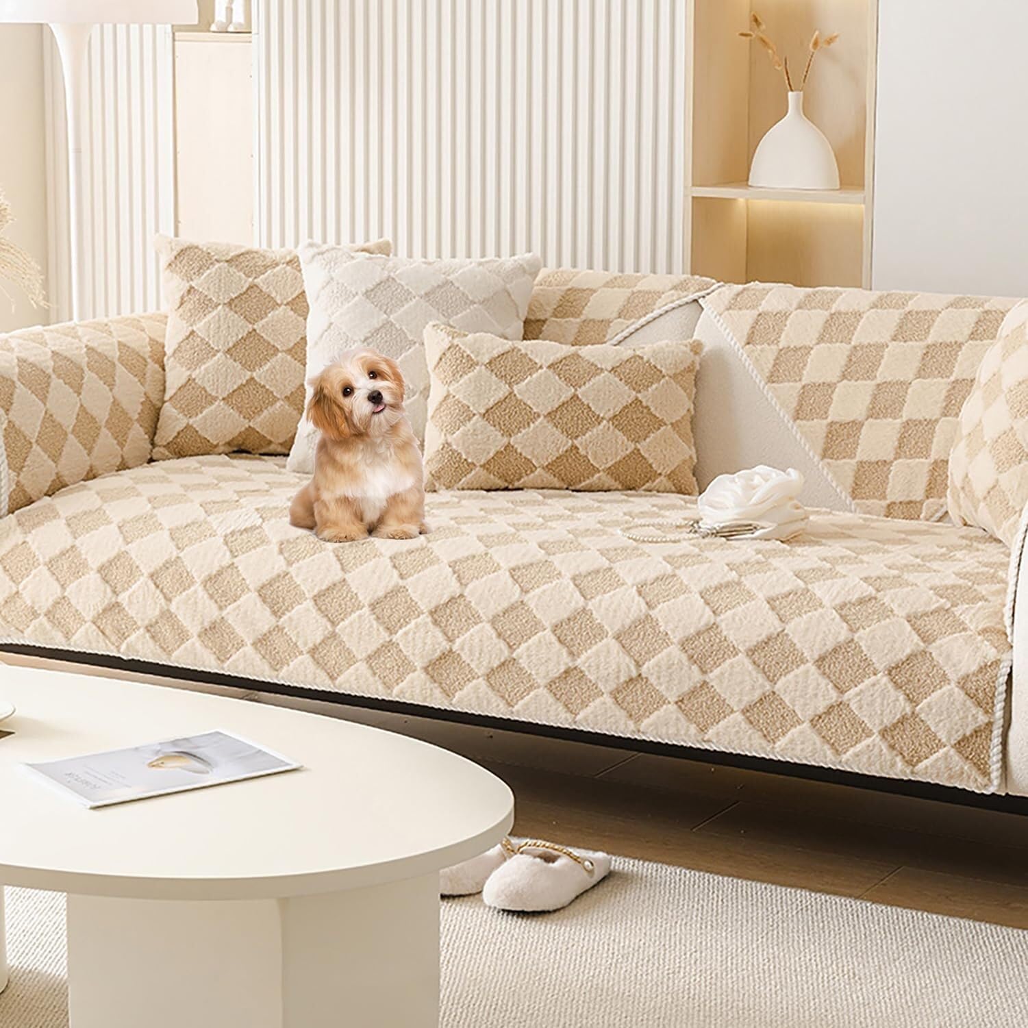 Housse De Coussin De Canapé En Peluche Douce Et épaisse, Antidérapante, 1, 2 Ou 3 Places