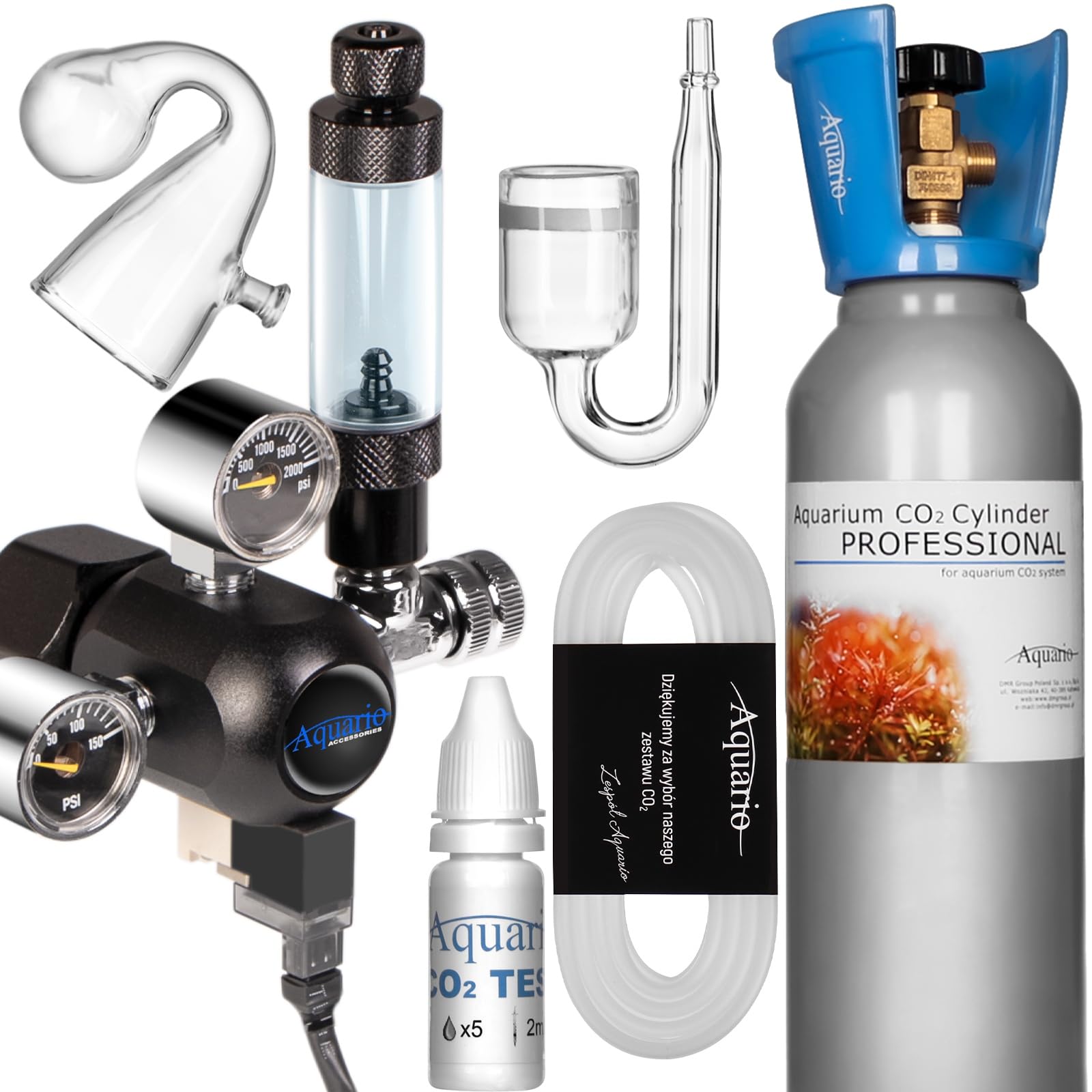 Aquario Professional 2.0 - Komplettes CO2-Set mit Elektroventil und 5L Flasche für Aquaristik: Präzisionsdosierung, Hochwertiger Diffusor, Einfache Installation