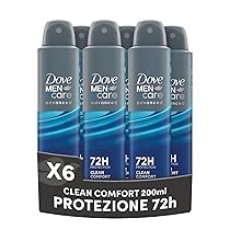 Dove Deodorante Dove Men + Care Clean Comfort Spray Advanced Care, Deodorante Uomo, con 1, 4 Crema Idratante, Formula Idratante e Delicata sulla Pelle, Protezione Fino a 72 Ore, 6 Pezzi da 200 ml