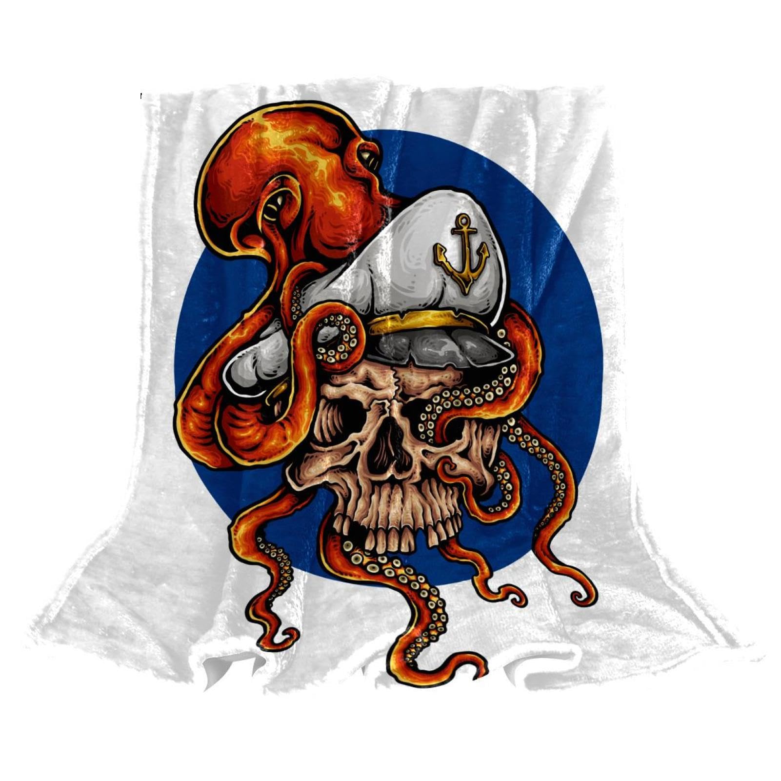 Couverture microfibre crâne de pieuvre pirate douce de haute qualité