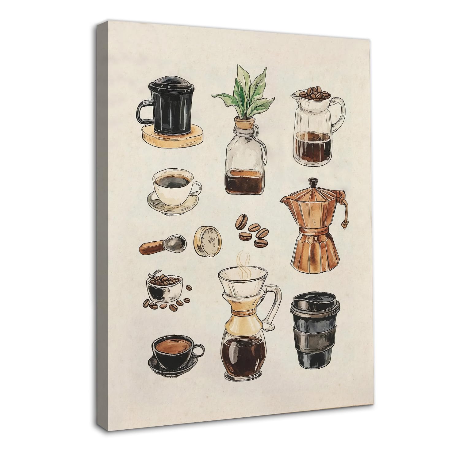 Dazzlewall Framed Coffee Wall Art Decor, Vintage Espresso Print for Kitchen Cafe Decor, Minimalist Poster Print for Cafe Bar Canteen, 12x16 in