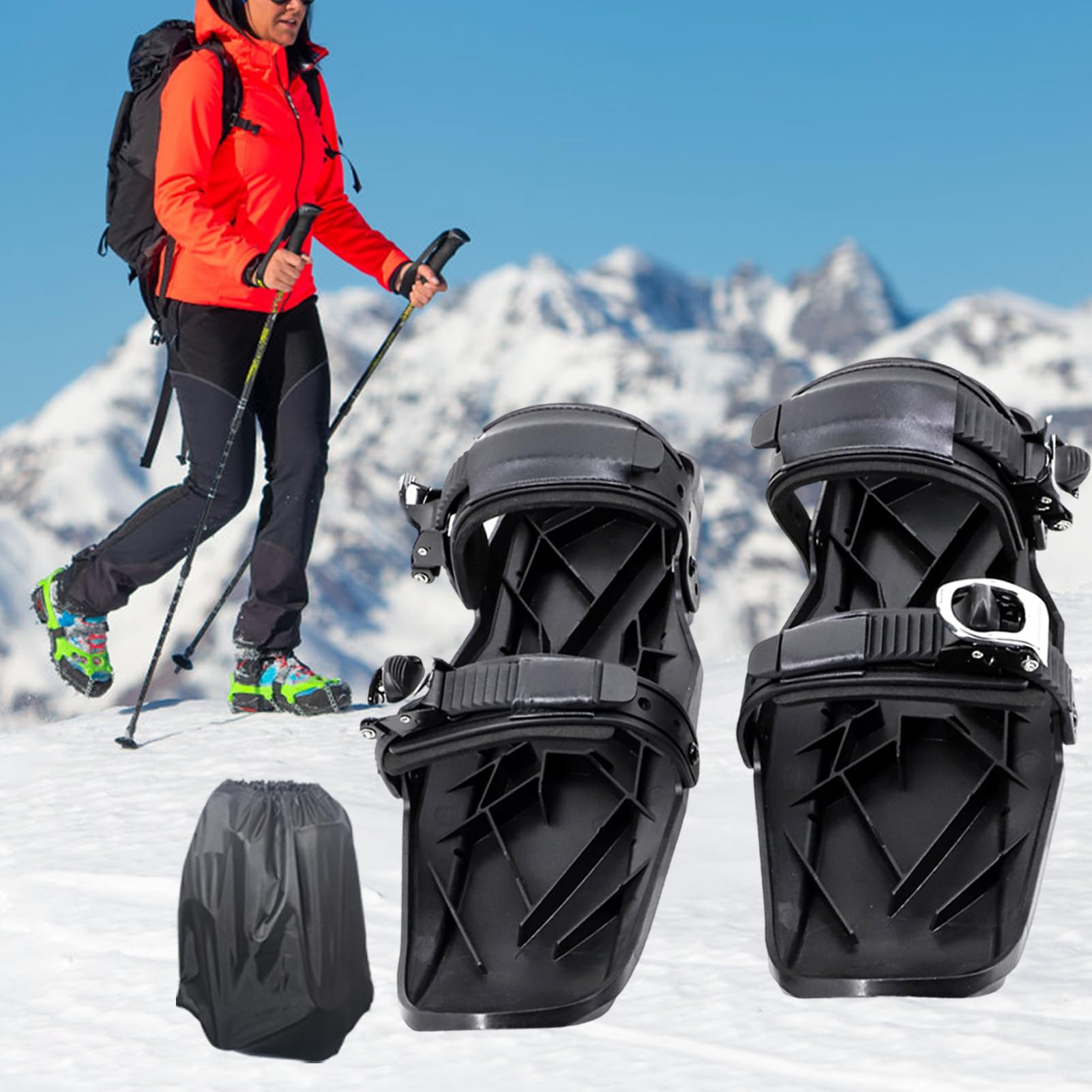 Schneeschuhe Für Damen – Nylon-Edelstahlmaterial, Leichtes, Verstellbares | Design, Rutschfeste Winterschuhe, Multifunktionales Skizubehör | Für Männer, Frauen, Jugendliche, Kinder, Schneesport,