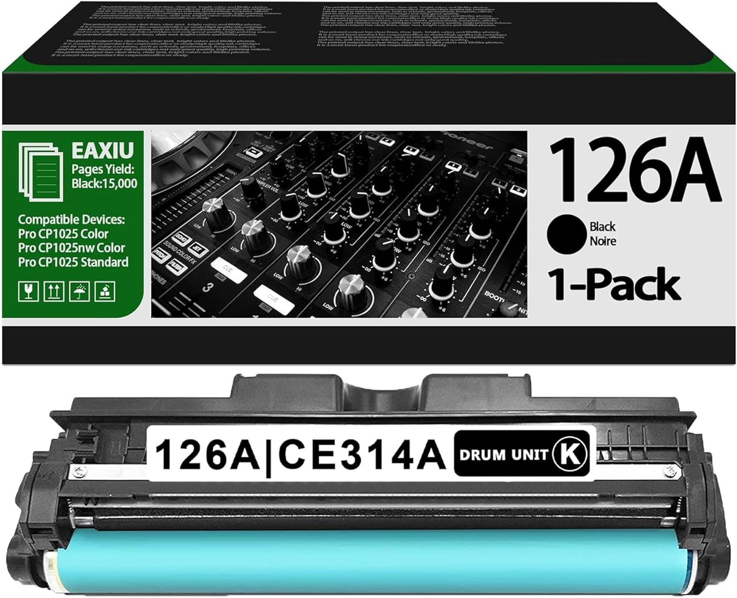 126A Black Imaging Drum CE314A (1Pack) Compatible 126A | CE314A Drum Unit Replacement for HP 126A for Color CP1025 CP1025nw CP1025 M175a M175nw M275 M177fw M176n Printer