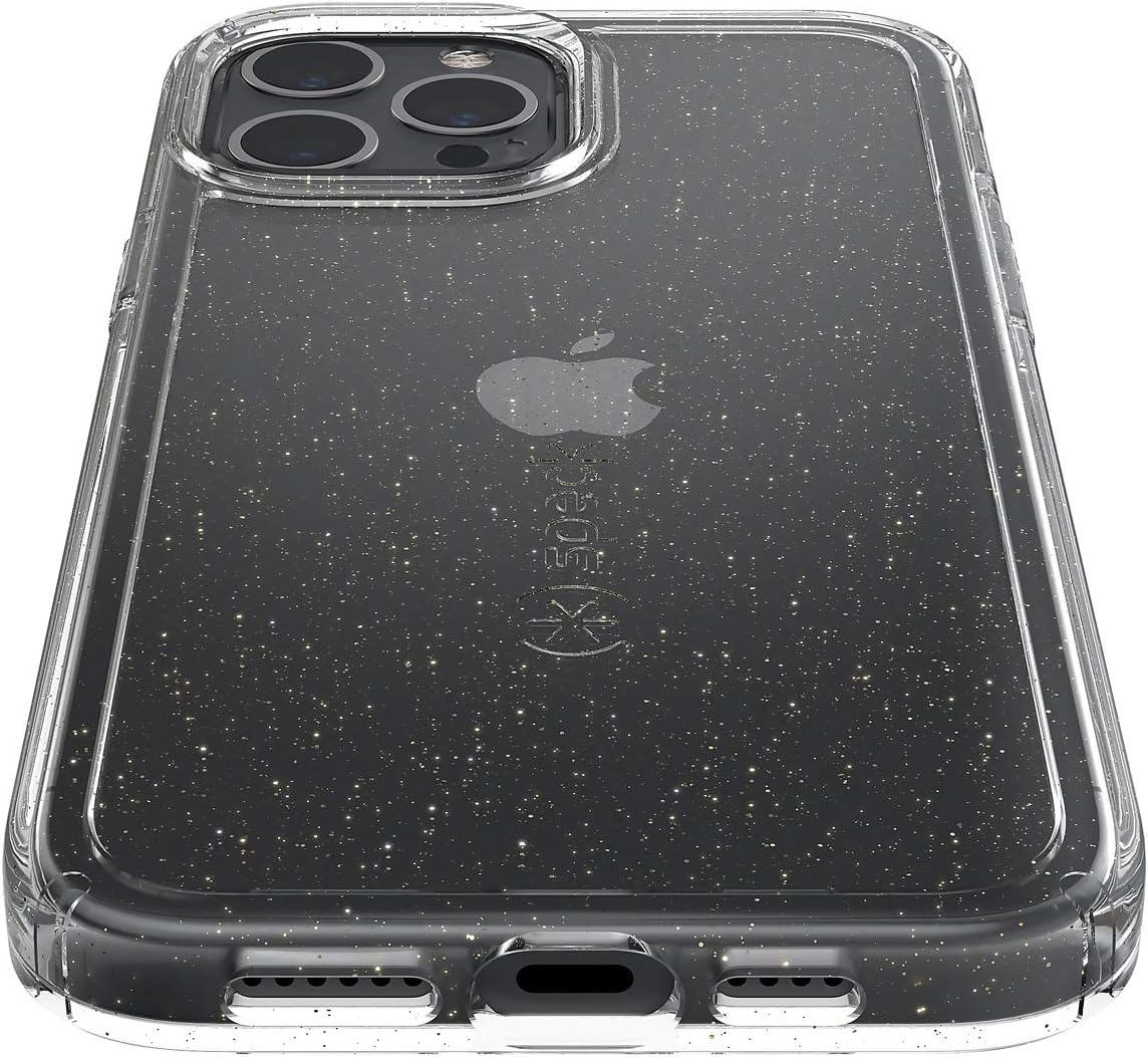 Speck Products Gemshell Glitter iPhone 12 Pro Max Case, Clear/Clear with Gold Glitter (137611-9221)