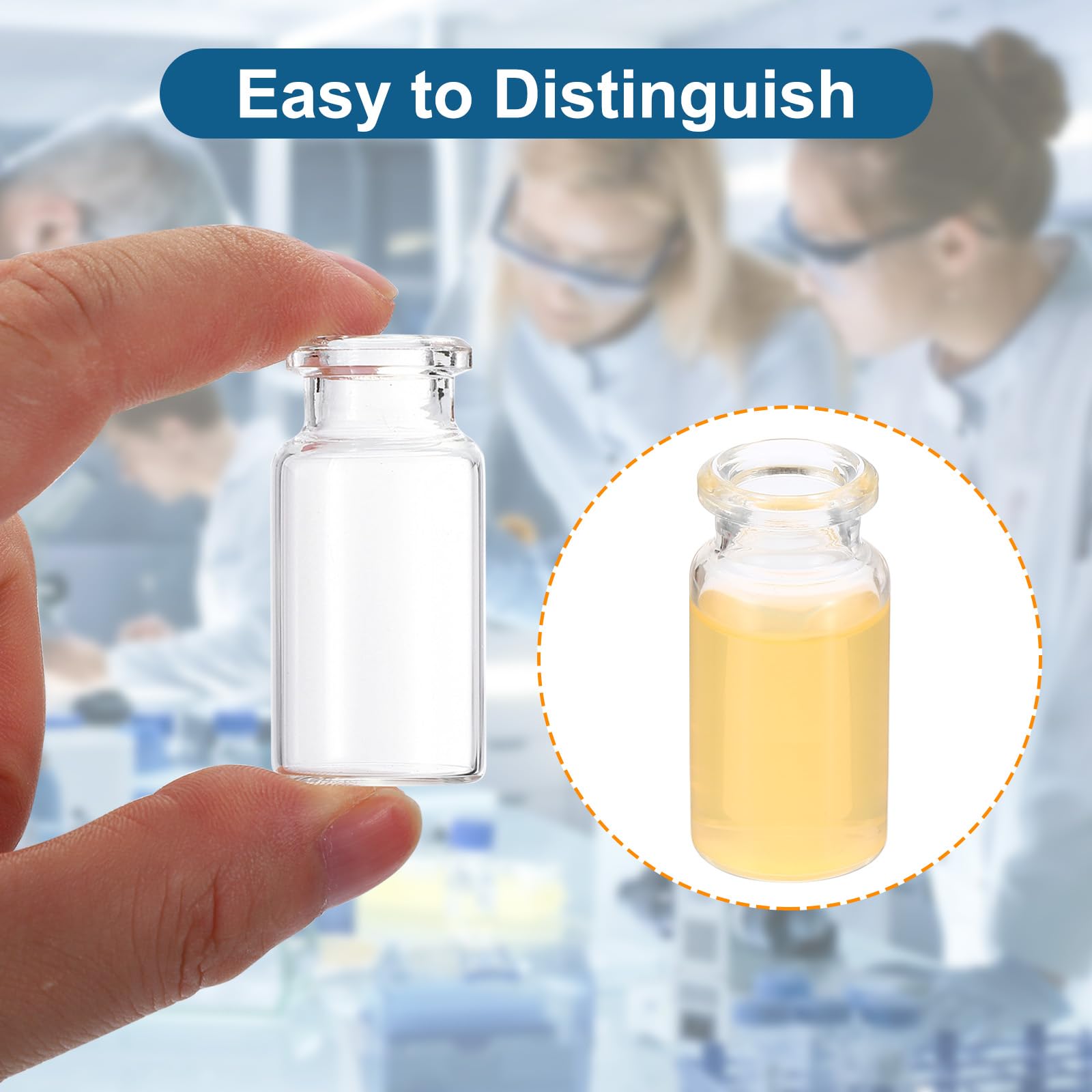 PATIKIL Frascos de Muestra de Espacio de Cabeza de 10 ml, 100 Piezas de Frascos de Vidrio de Borosilicato con Cierre de 20 mm Botellas de Fondo Plano para Laboratorio Científico