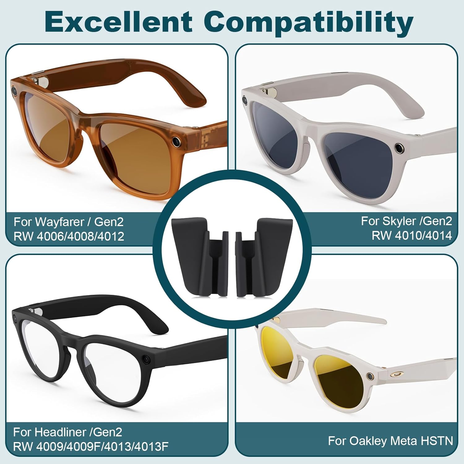 Safety Glasses Side Shields - Silicone Side Shields Compatible with Ray-Ban Meta Wayfarer/Skyler/Headliner Gen 2/Oakley Meta HSTN Smart Glasses Accessories - Image 6