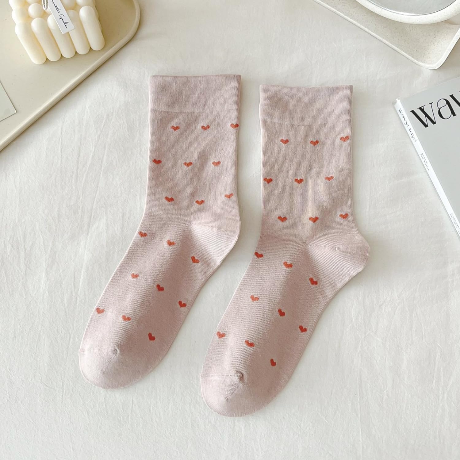 Women’s Cute Heart Pattern Crew Socks – 3 Pairs Colorful Novelty Gift Set – Soft Cotton Cozy Socks for Casual Wear - Image 9