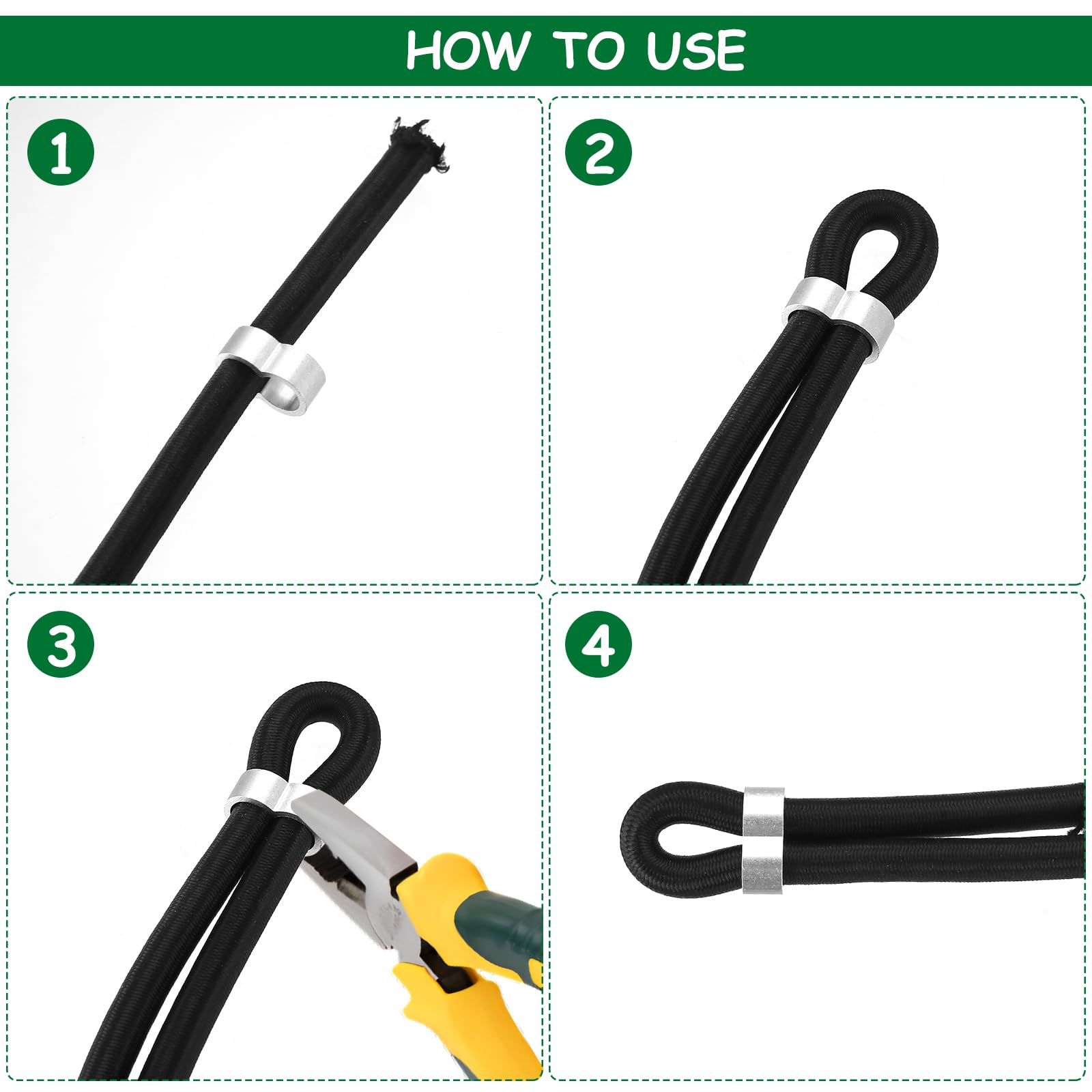 Corde élastique Noire 8 Mm X 10 M - Avec 30 Colliers De Serrage - Pour Bâches, Camping, Remorque, Transport