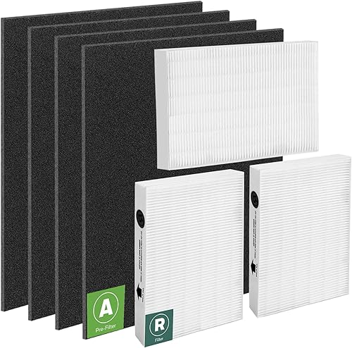 Filtro HEPA HPA300 de repuesto para purificador de aire Honeywell serie HPA300, 3 filtros HEPA verdaderos R y 4 prefiltros de carbón activado A, en