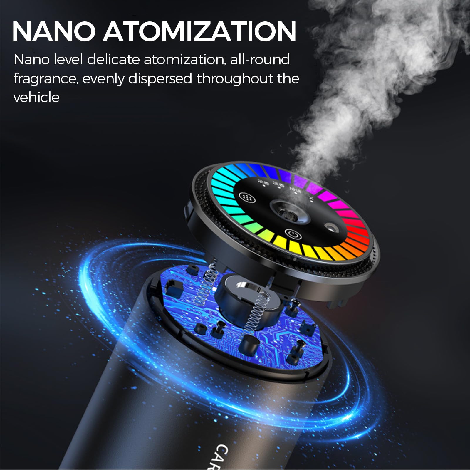 Intelligente Deodorante per Auto con Luce LED Ritmica Diffusore Profumo 50 ml Sensore Vibrazione