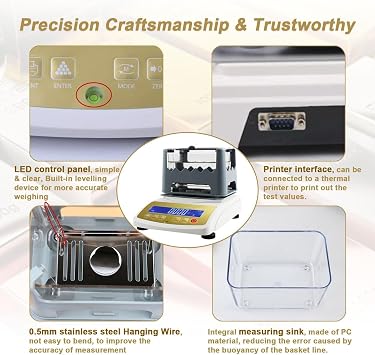 Gold Purity Analyser Meter Digital Electronic Gold Purity Tester Machine, Platinum & Precious Metals, Precious Metal Authenticity Tester, Accurate To 0.01g(XF-200K)