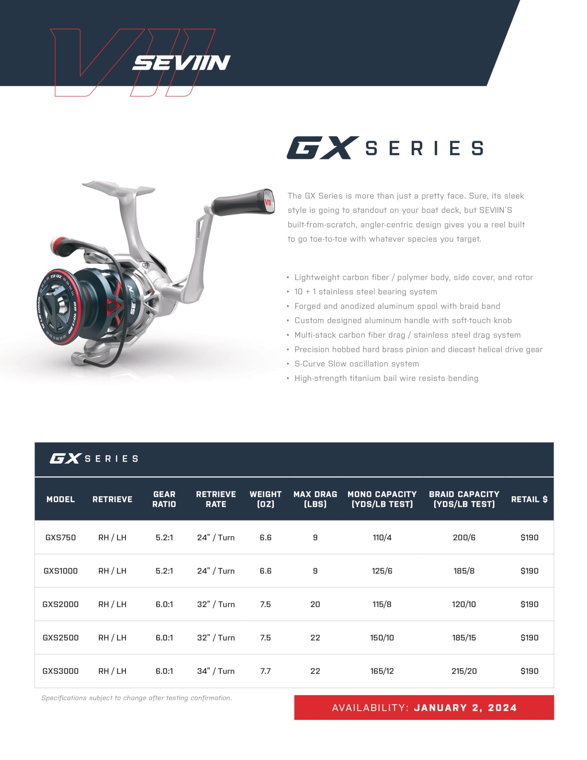 Kołowrotek spinningowy GX rozmiar 3000