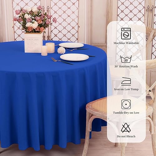 Miniatura 154 de Paquete de 10 manteles redondos de 120 pulgadas, mantel de poliéster blanco para mesa redonda, resistente a las manchas y a las arrugas, mantel