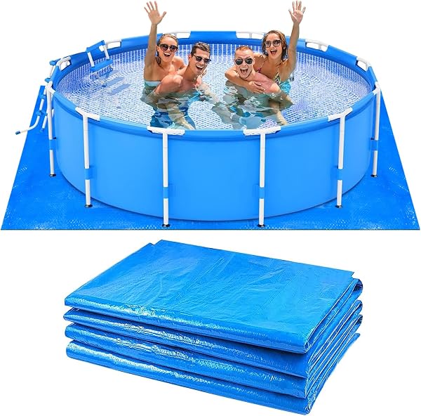 Pool Ground Cloth, Foldable Swimming pool ground Mat Waterproof Outdoor Floor Protector for Inflatable, Frame and Above Ground Pools Hot Tub Spa (336cmx336cm) - 1