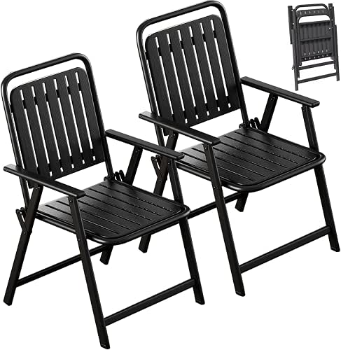 ZZV Patio Folding Chairs Set of 2, Portable Outdoor Dining