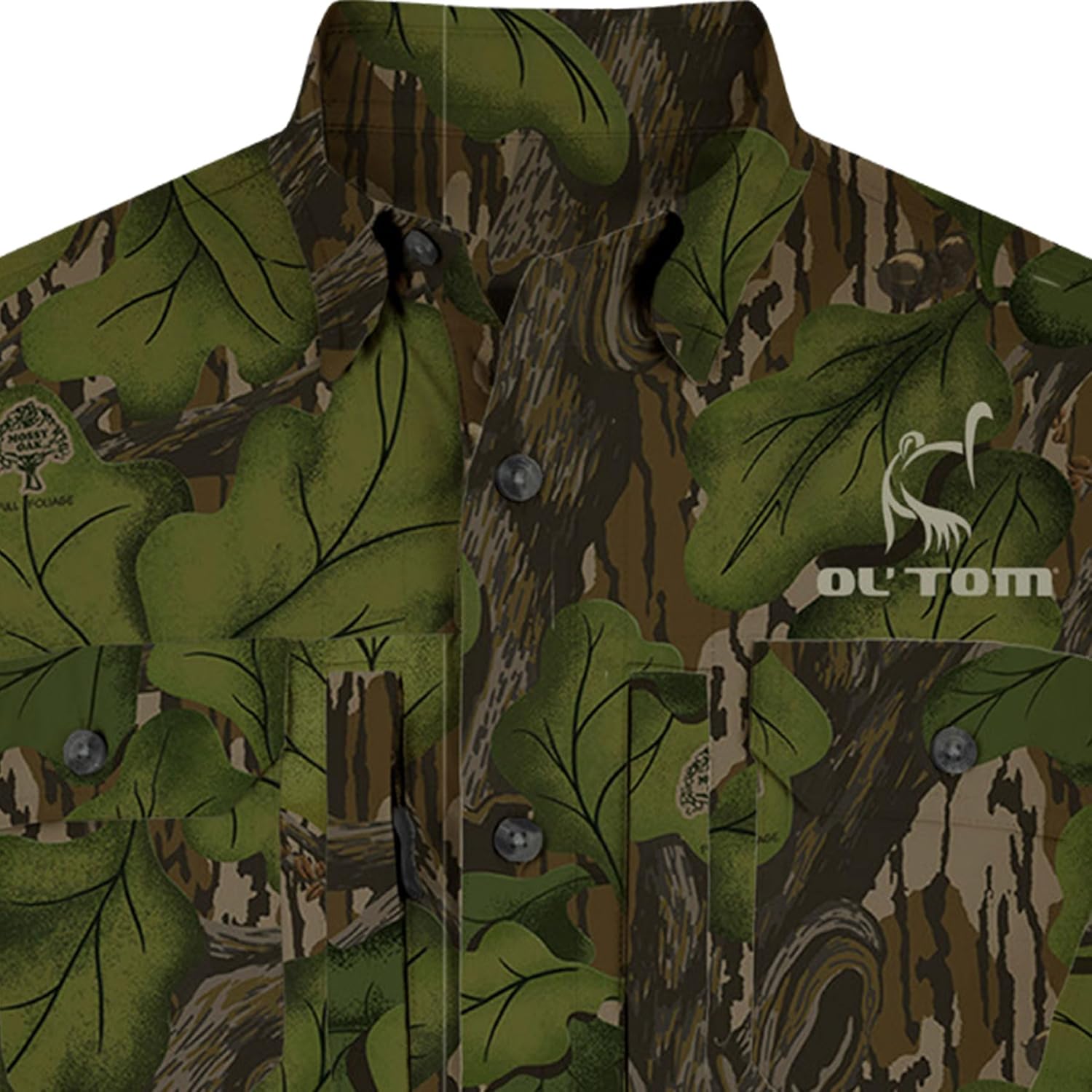 Ol’Tom Men's Wingshooter Trey Mossy Oak Camo Button-Down Shirt - Long Sleeve Hunting Shirt, Breathable and Lightweight