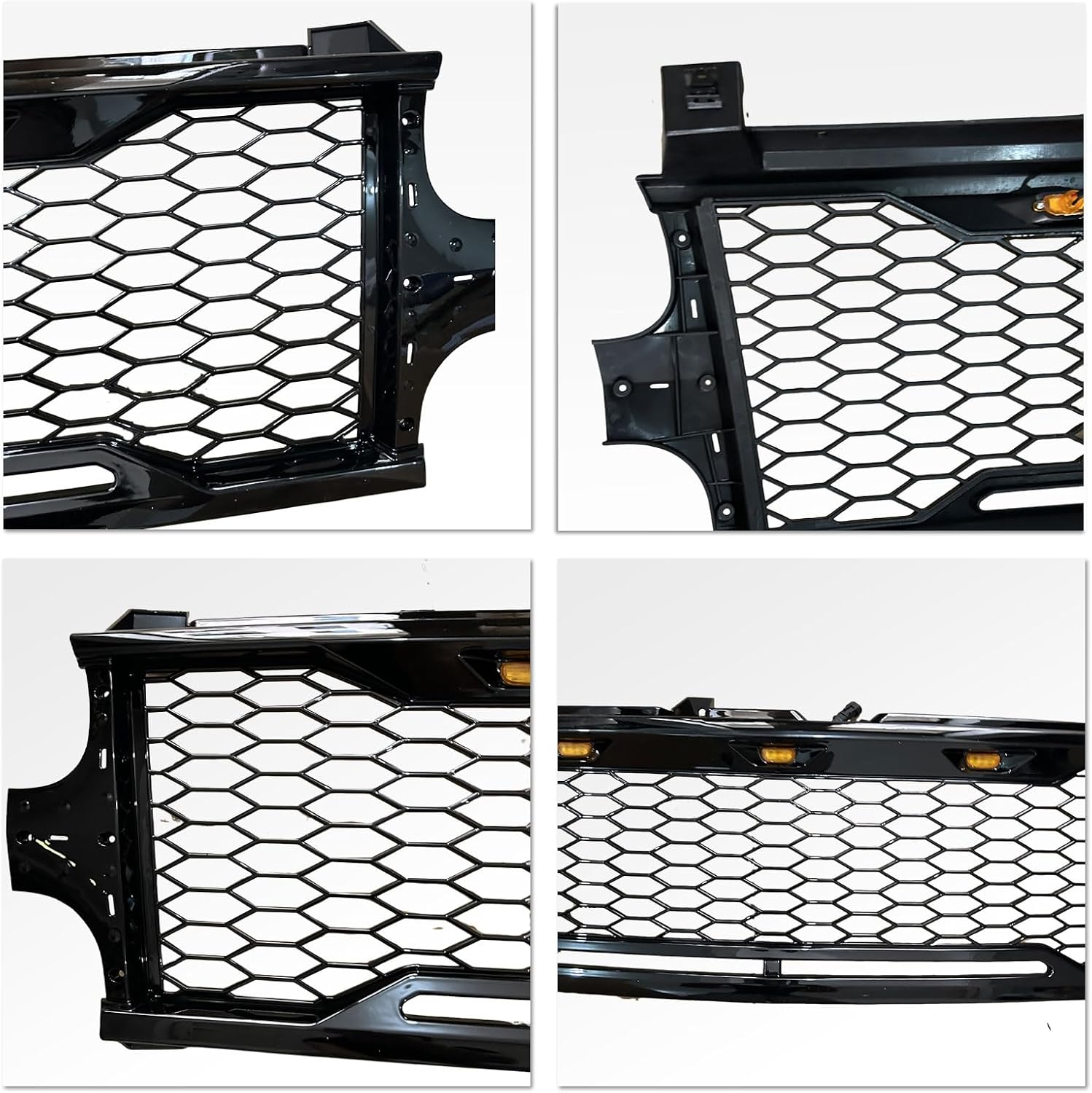 Front Grille Assembly with Led Lights for Silverado 1500 1999 2000 2001 2002 Gloss Black Bumper Grille Accessories