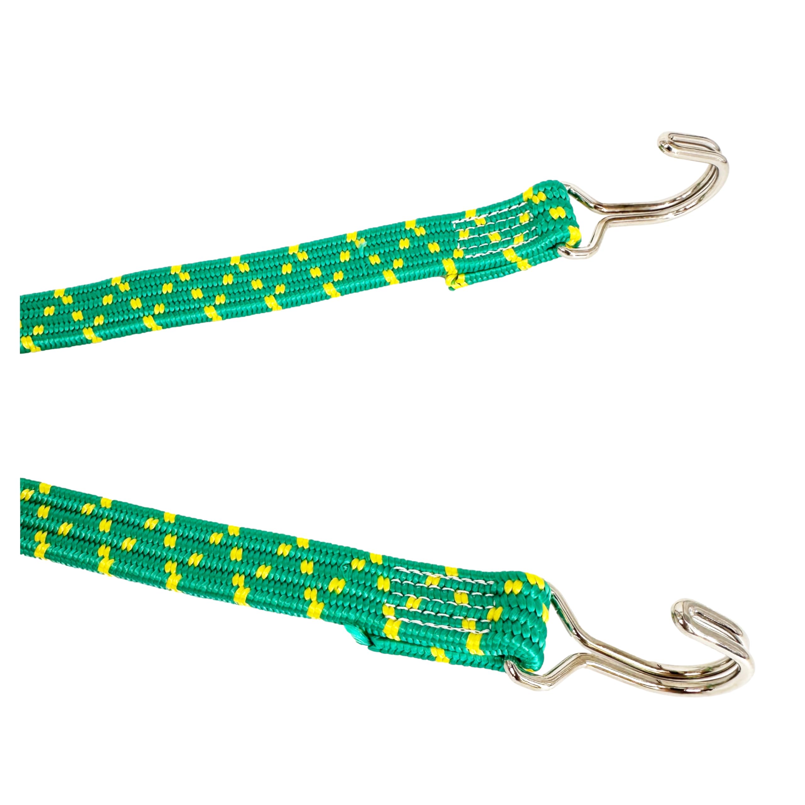 Elastic Bungee Cord with Steel Hooks, 50cm, 120% Stretch, Ideal for Travel, Moving, Camping, Storage. Green.