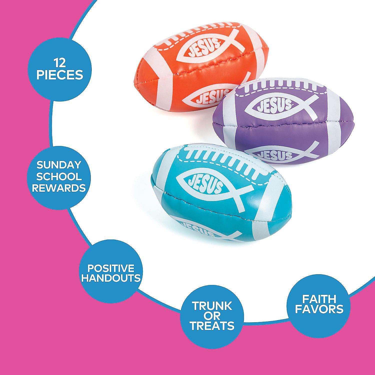 Fun Express - Vinyl Religious Fish Foam Football - Toys - Balls - Kick Balls - 12 Pieces