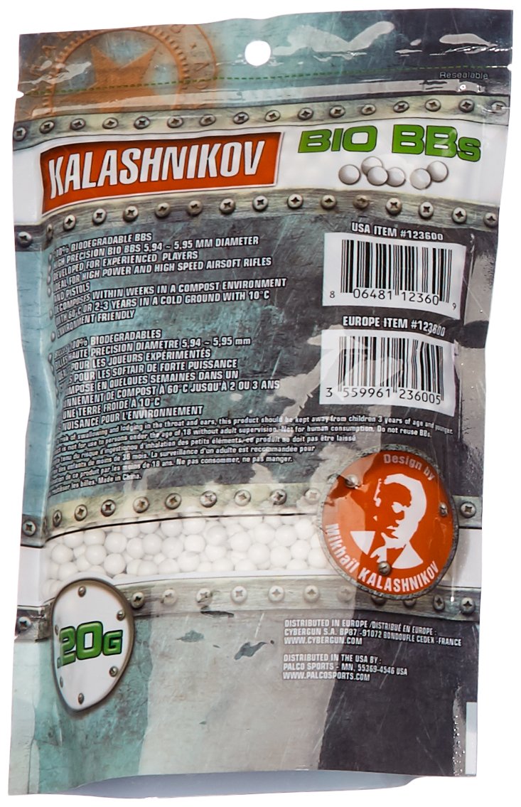 Balines Biodegradables Kalashnikov para Pistola de Bolas 3200 Unidades 0,20 g
