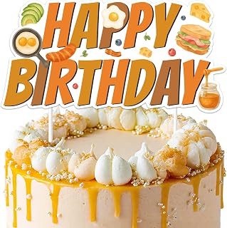 Brunch Themed Party Decoration Happy Birthday Brunch Cake Toppers Brunch Anyone Breakfast Food Theme Decor Double-Sided Printing for Boy Girl Let's Brunch 1st 2nd Birthday Party Supplies