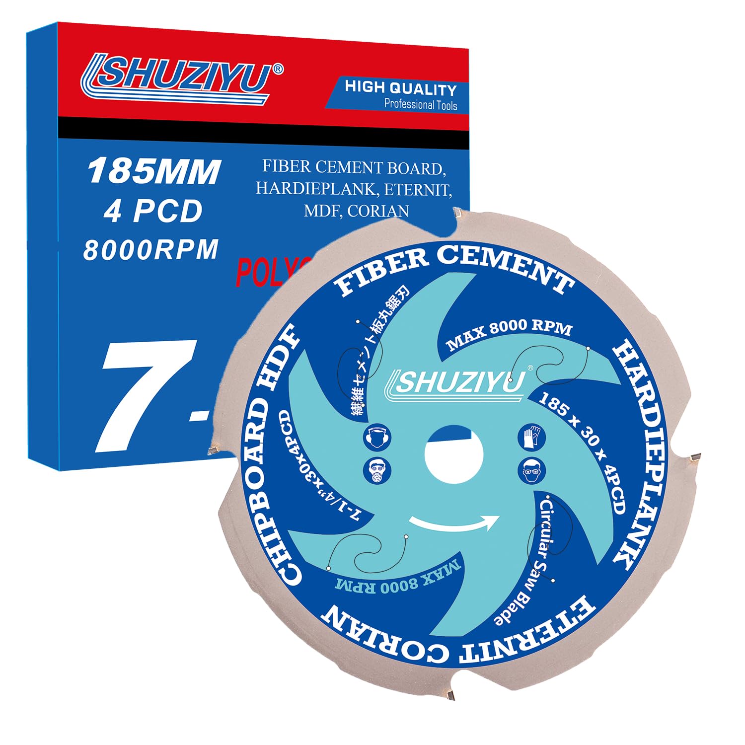 Lame de Scie Circulaire Diamant 185mm pour Fibrociment - 4PCD