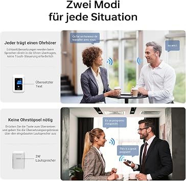 ANFIER A8 Translator Earbuds Offline Translation Real Time No App Required Independent Use Voice Translator Device for 144 Languages and Accents for Business Travel and Daily Use