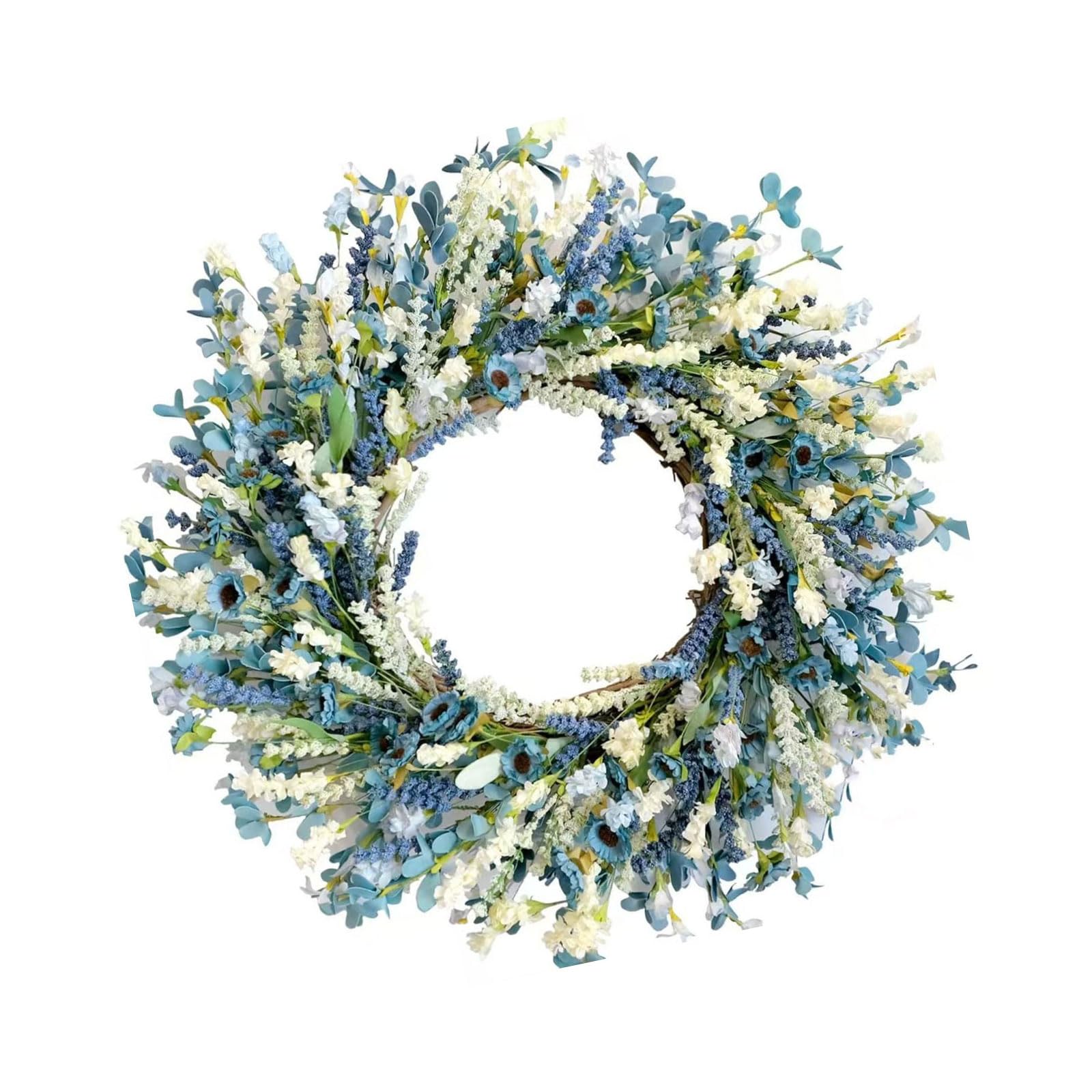 Hsyzygian Realistic Artificial Floral Wreath 40X40Cm Spring Decoration for Front Door Garden Wedding Birthday Spring