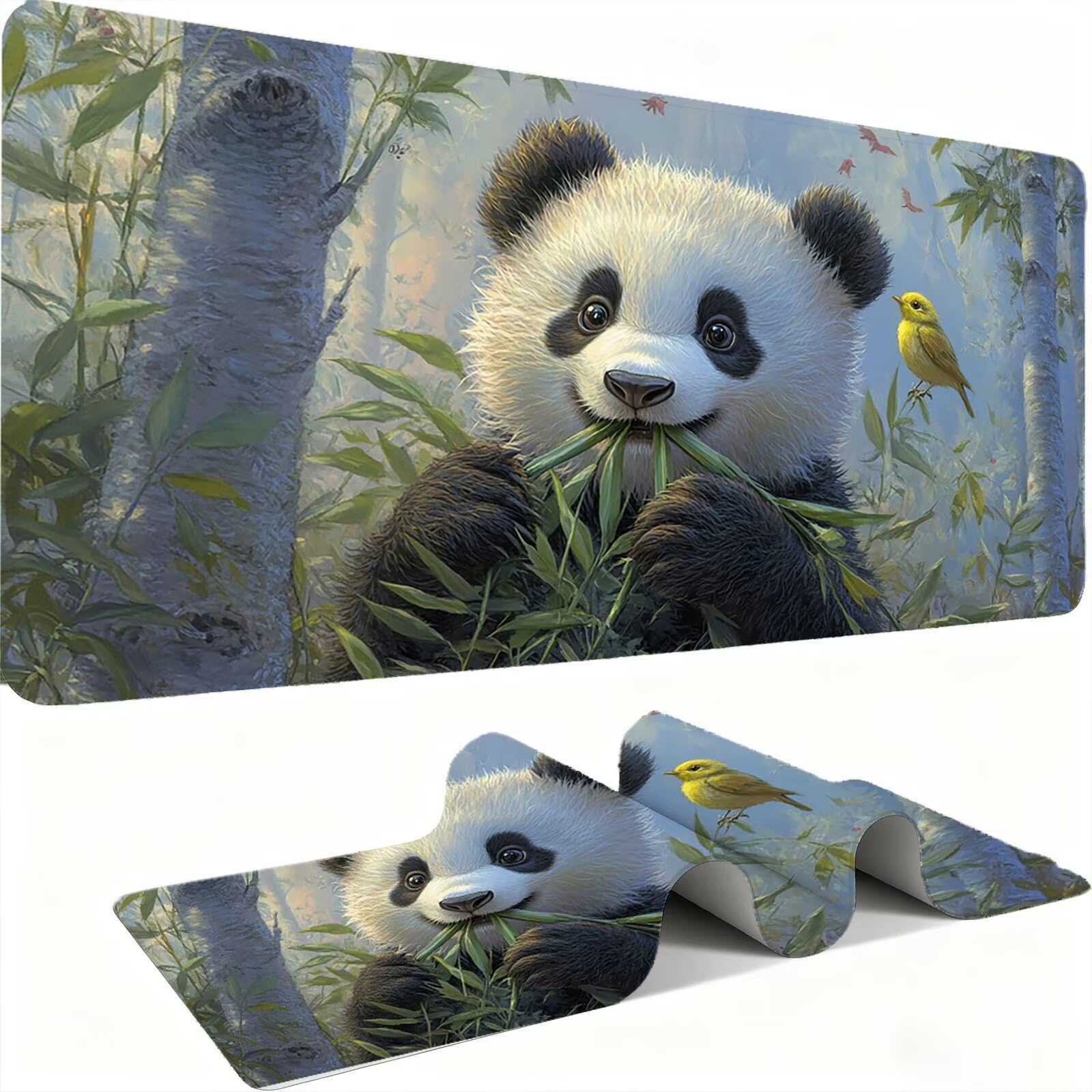 Podkładka pod mysz Panda/Animal XXL 1500 x 800 mm duża podkładka pod mysz szyte krawędzie wodoodporna antypoślizgowa duże rozszerzone akcesoria biurowe do PC, przenośna poprawia dokładność i szybkość