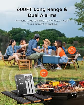 Smart Bluetooth Wireless Meat Thermometer with 6 Sensors,0.5S Instant Read