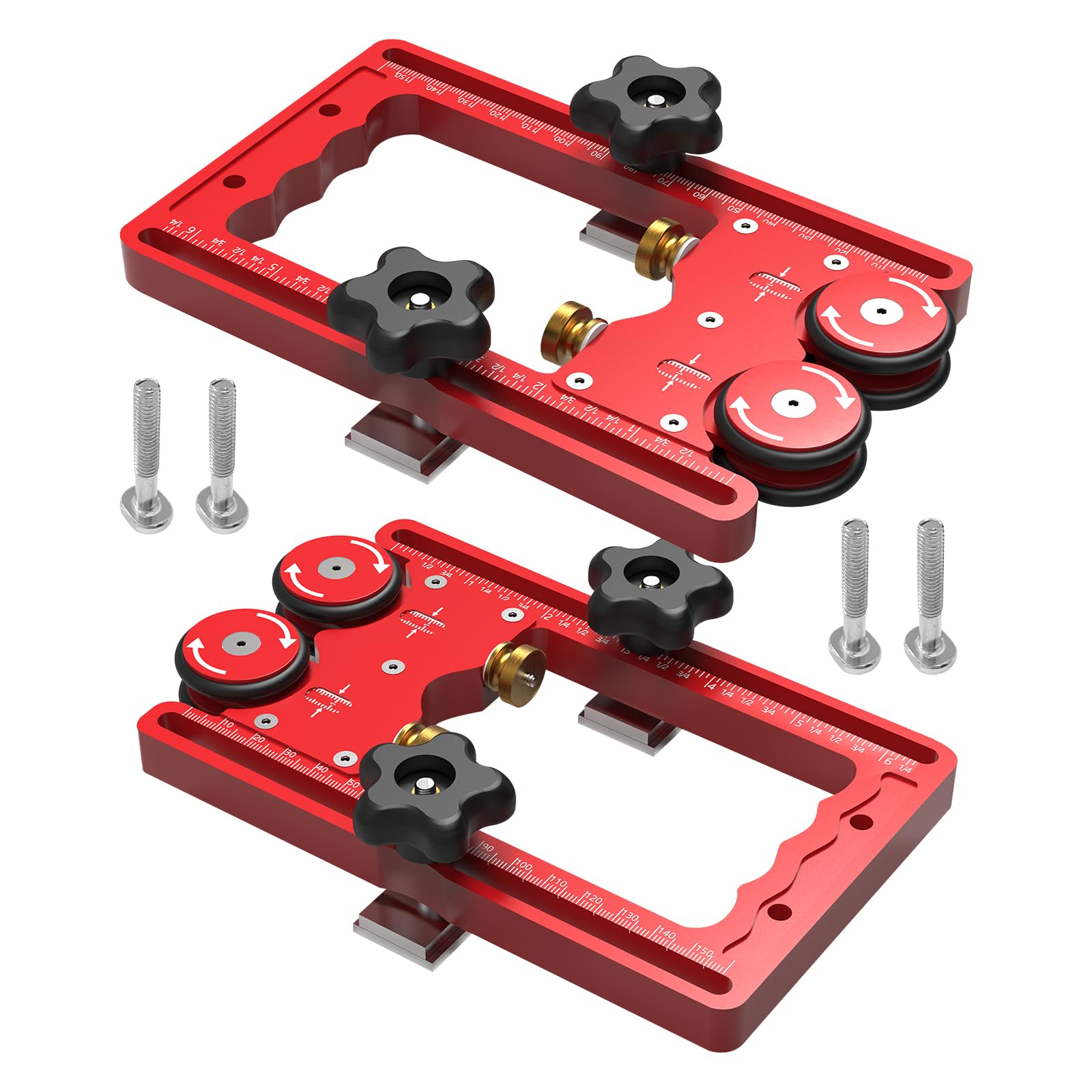 Table Saw Pressing Feeder Bearing Roller, 160mm Double Wheel Bearing Stock Roller with One-Way Wheel Aluminum Alloy Table Saw Feeder Guide Table Saw Stock Rollers (2)