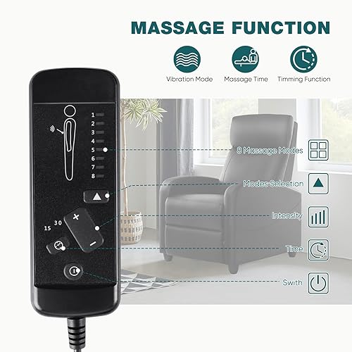 Miniatura 6 de Smug Silla reclinable para sala de estar, asiento de cine en casa de cuero con soporte lumbar con respaldo ajustable y reposapiés, muebles de sala