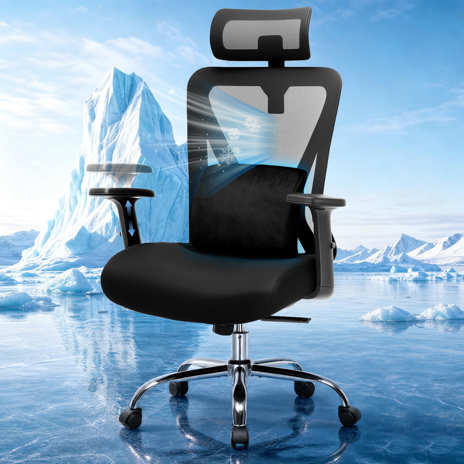 GTPLAYER Bürostuhl Ergonomisch [TESTSIEGER] Schreibtischstuhl, Drehstuhl hat Verstellbarer Lordosenstütze, Kopfstütze und Armlehne, Büro Stuhl & Gaming Stuhl mit separatem Lendenkissen, 150 kg
