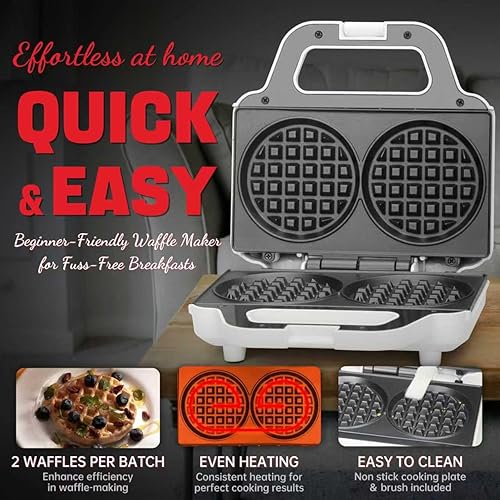 Miniatura 4 de Waflera Electrica - Mini máquina para hacer gofres doble de 4 pulgadas, waflera eléctrica, pequeña plancha para gofres para gofres, chaffles Keto,