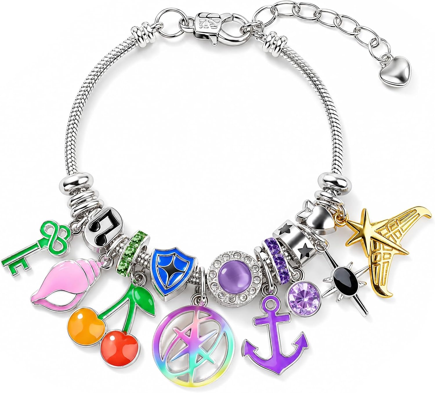 Kpop Bracelet for Women, Adjustable Stainless Steel | 7 Symbolic Pendants, Adjustable Stainless Steel, Concert Accessory, Trendy Birthday Gift for Music Fans & Her