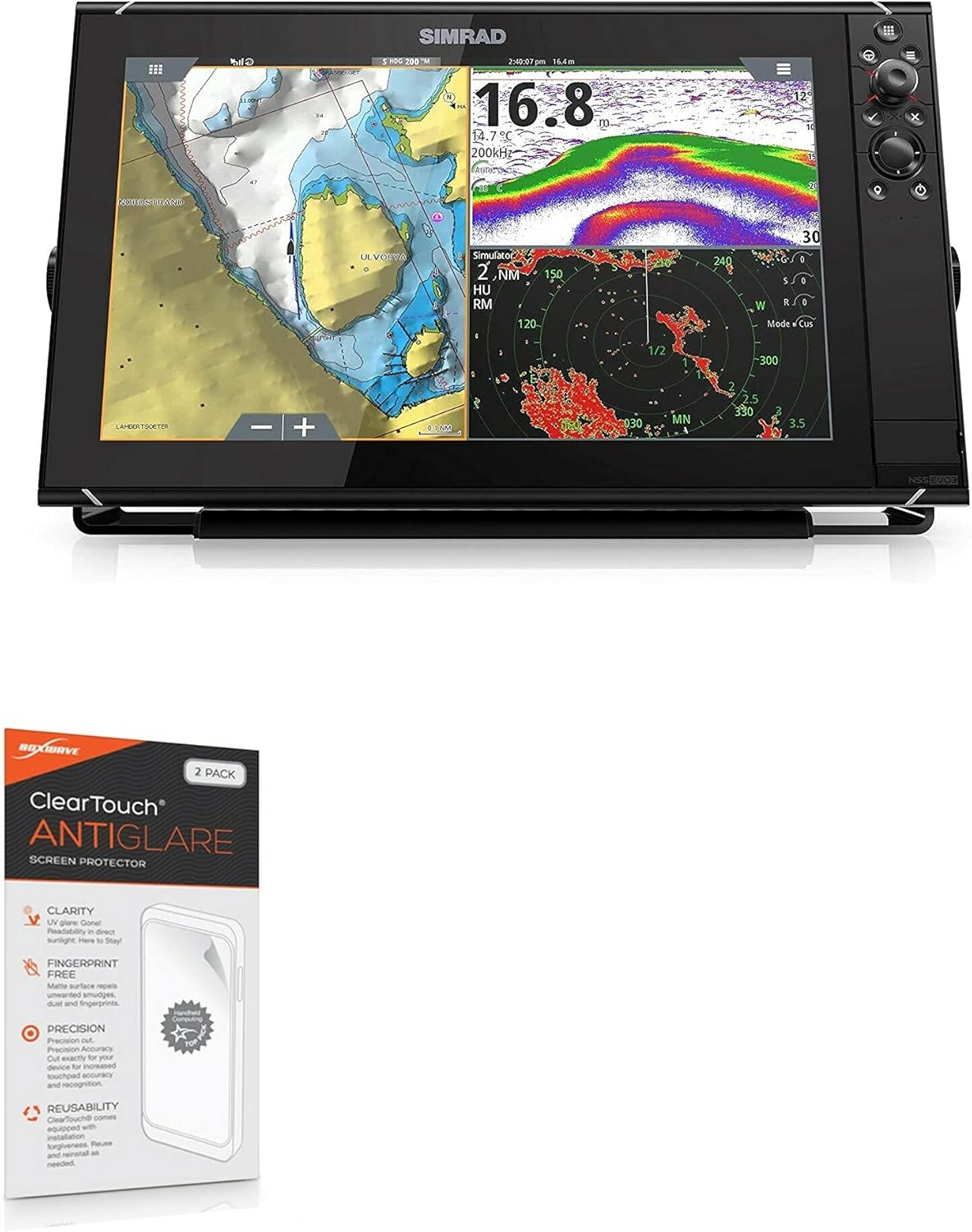 BoxWave Screen Protector Compatible with Simrad NSS16 Evo3 - ClearTouch Anti-Glare (2-Pack), Anti-Fingerprint Matte Film Skin