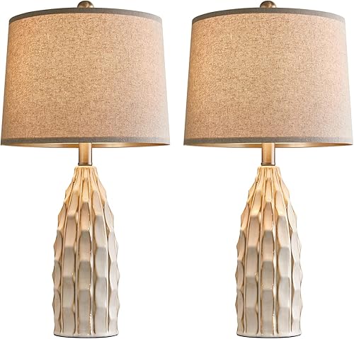 Miniatura 7 de Juego de 2 lámparas de mesa de cerámica de 23.75 pulgadas para sala de estar, lámpara de noche para dormitorio y mesitas de noche de granja o mesas