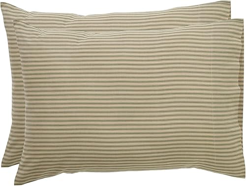 Miniatura 10 de VHC Brands Prairie Winds Collection - Juego de 2 fundas de almohada de algodón con rayas y rayas