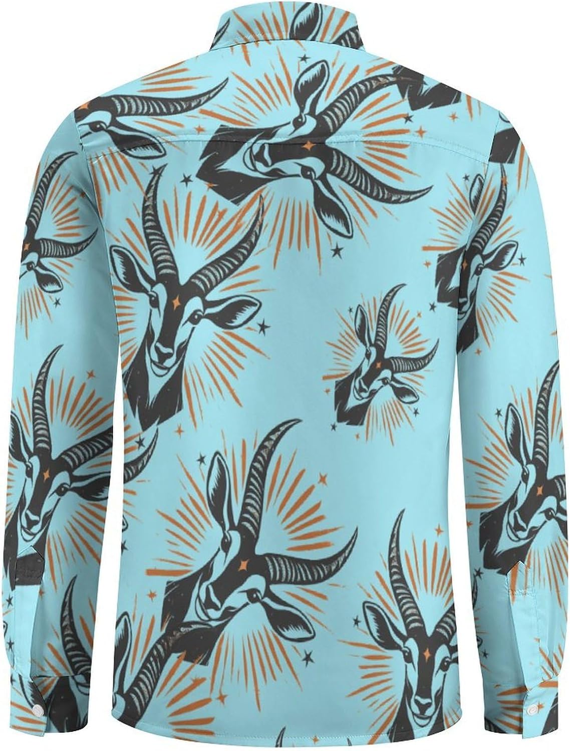 Eland Antelope Long Sleeve Shirts Casual Dress Shirt Button-down T-shirts for Men