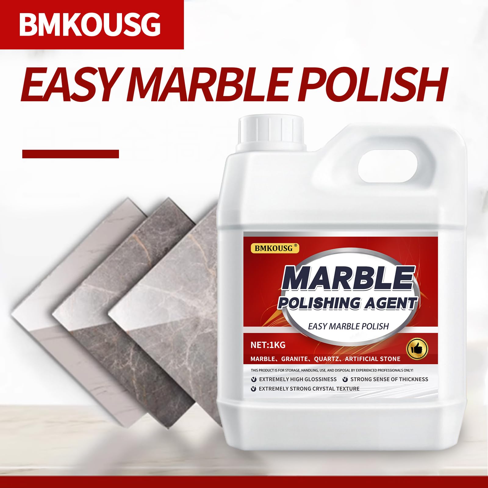 Bmkousg Marble Polish - Maintenance Crystallizer - Stone Care - Enhanced Gloss - 2.2 LBS (1Pce)