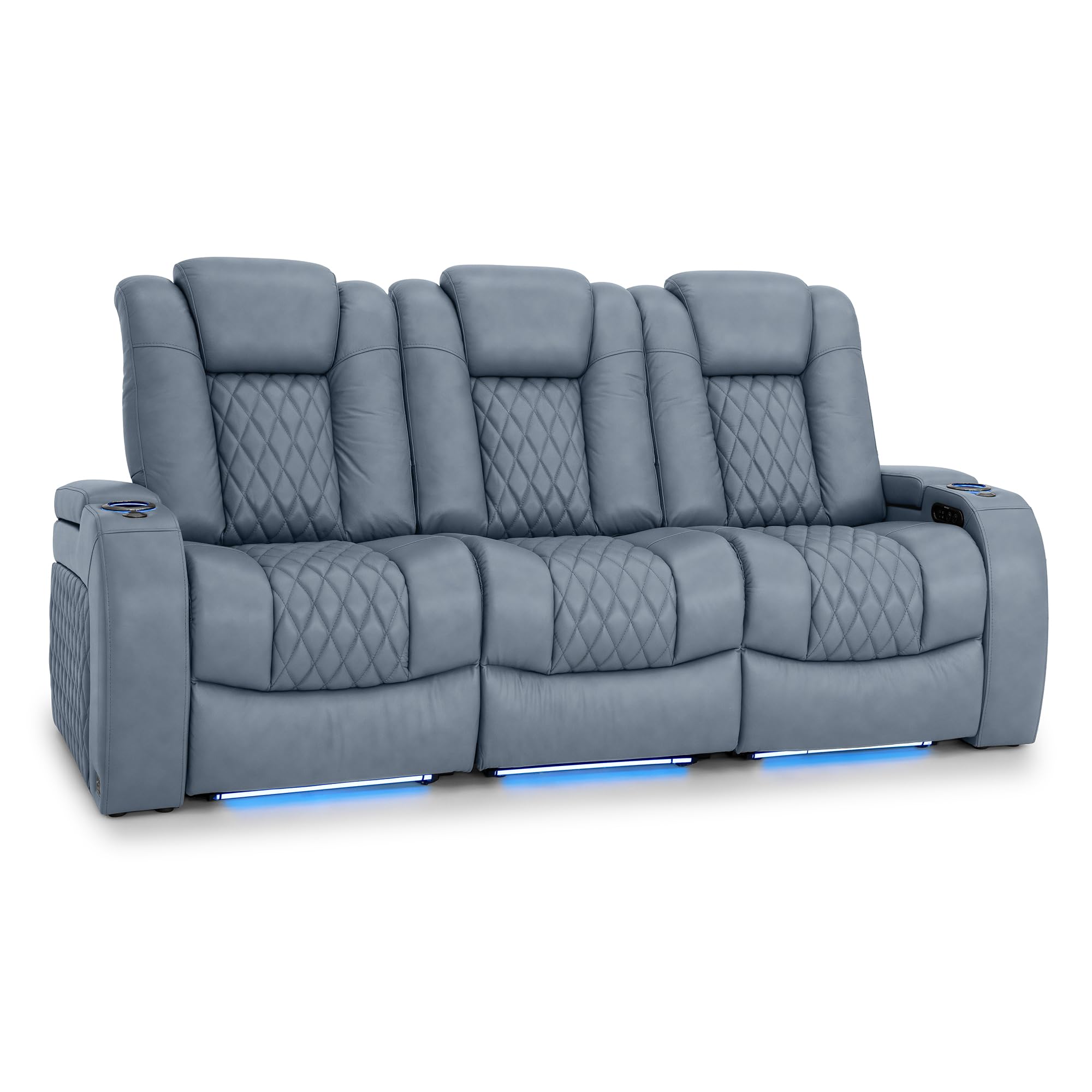 Seatcraft Diamante Home Theater Seating Smokey Blue Row of 3 Sofa