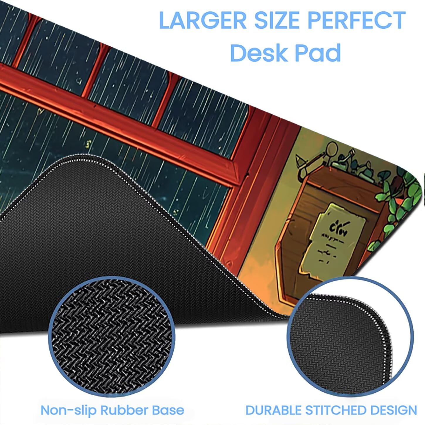 Lpfieonn Katze Großes Schreibtischunterlage, XXL Schreibtischunterlagen, Blau XXL Wasserdicht Gaming Mousepad mit Vernähter Rand und Rutschfeste Gummibasis, für Laptop/Hause/Büro 120x60cm PF-3661