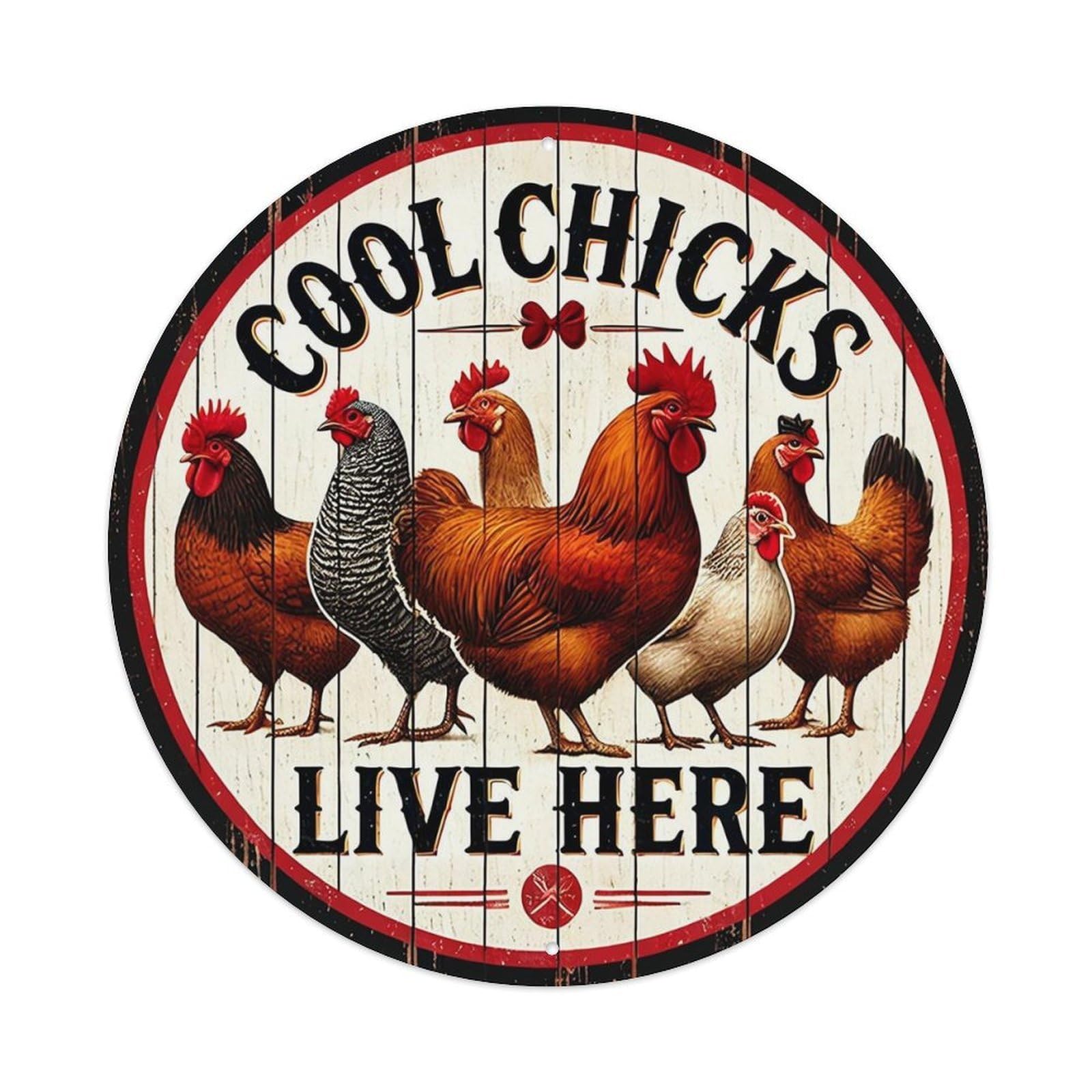 Jdyansheng Vintage Cool Chicks Live Here Sign_3 Tin Sign Metal Poster Metal Signs For Home Man Cave Bar Cafe Kitchen Laundry Room Wall Decorations 8X8 Inches