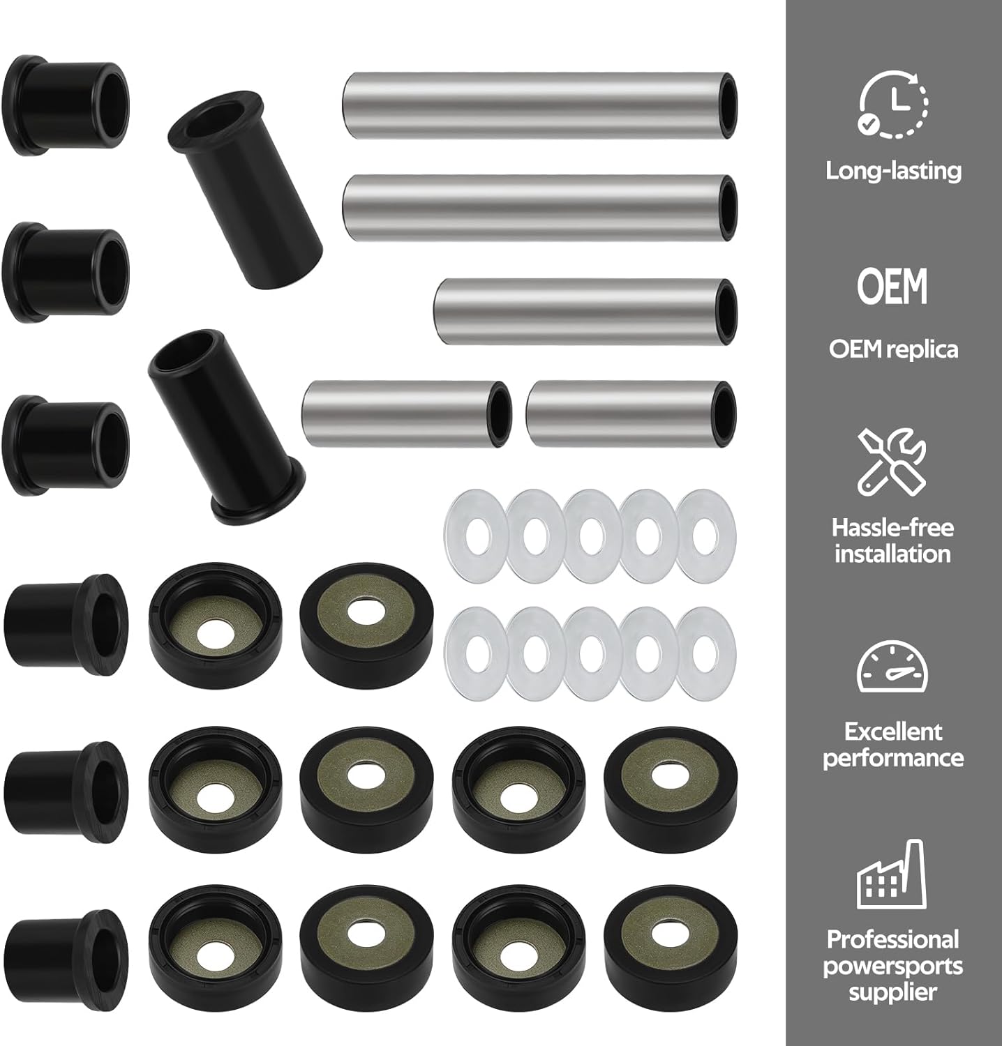 JAVIK Rear A-Arm Suspension Bushing Rebuild Kit Fit for Suzuki ATV KingQuad 450 AXi 4x4 LT-A450X 2007-2010 KingQuad 700 4x4 LT-A700X 2005-2007，OEM# 51236-40B00