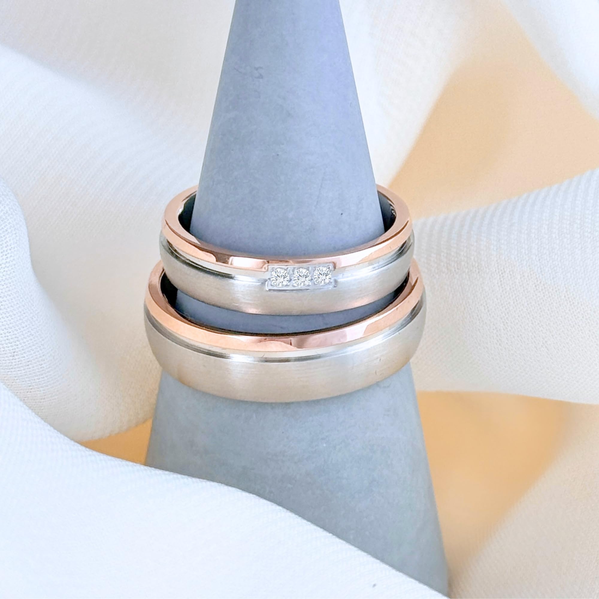 DOOSTI Partnerringe/Trauringe Dainty - Bicolor Chirurgischer Edelstahl mit Gratis Gravur …