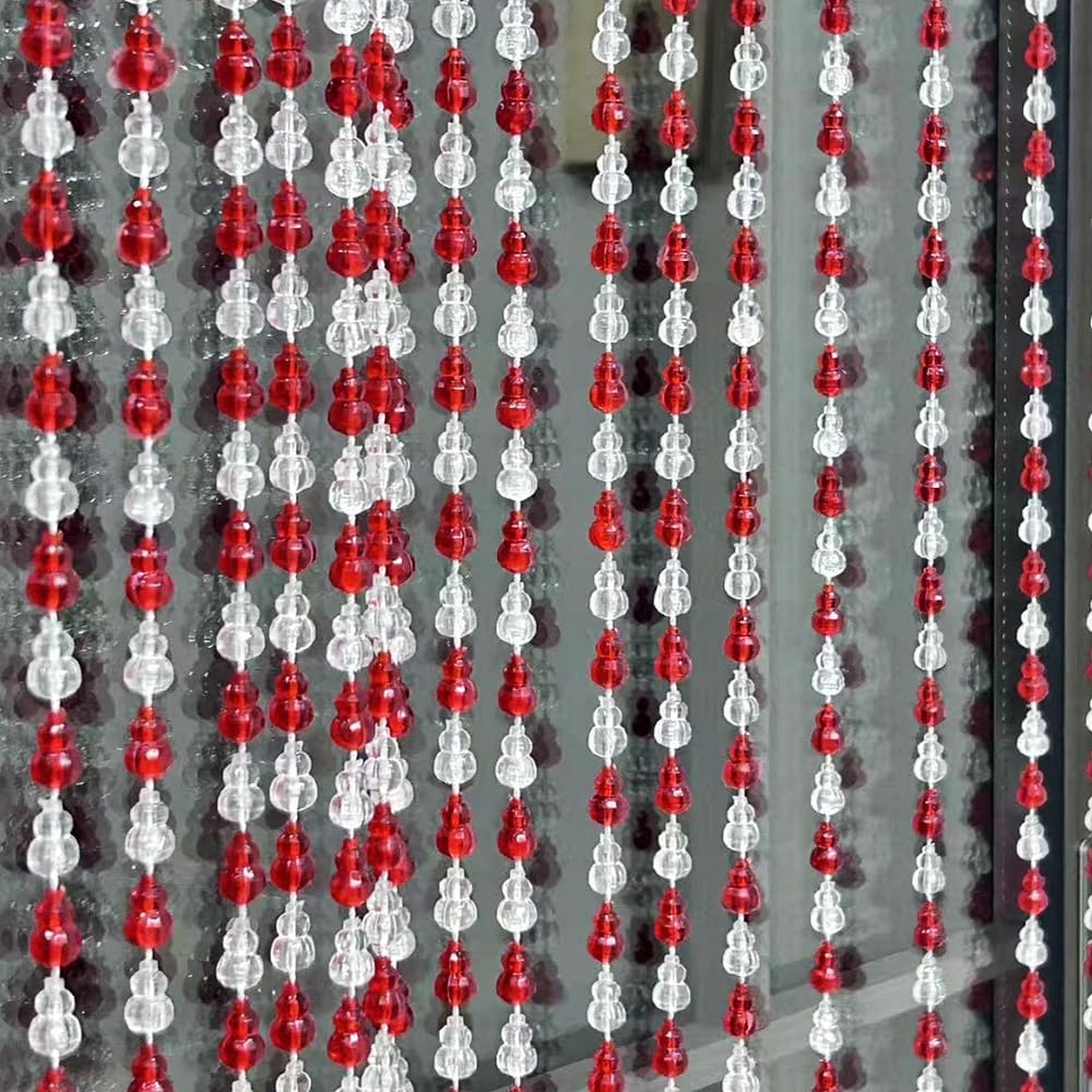 ave split Beaded Curtain Doorways Star Acrylic Hanging Door Beads String Curtains Tassel Room Divider Screen Decor for Doorway Window Living Room Wedding 055hl (red)